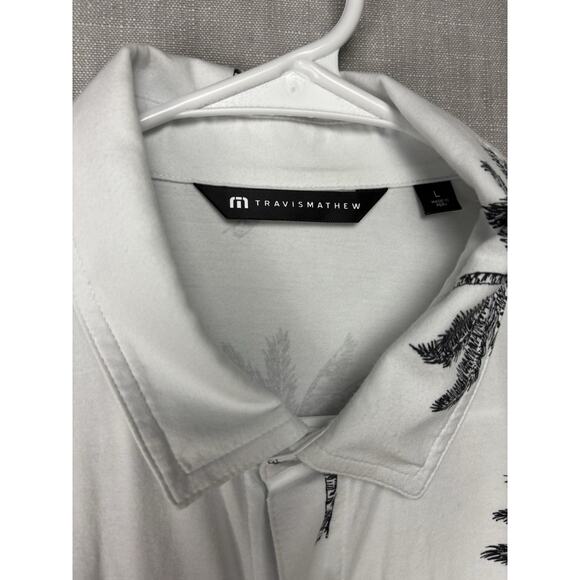 Travis Mathew Shirt Mens Large White Stretch Button Up Performance Casual S.S. - Picture 2 of 7